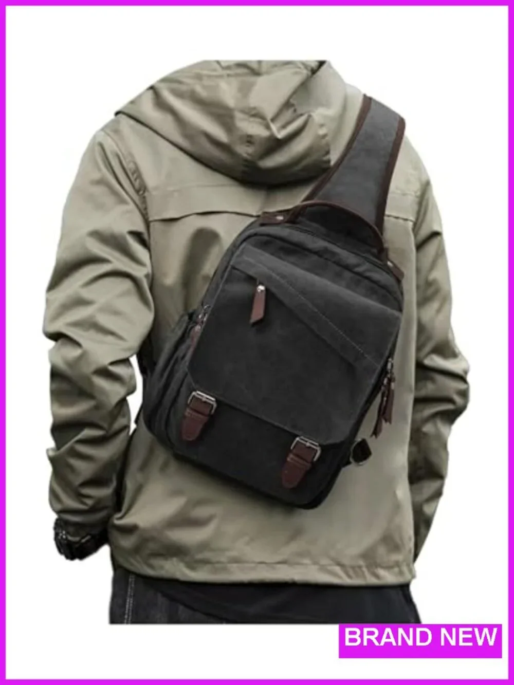 Canvas Messenger Bag for Men Women Crossbody Sling Backpack Shoulder Bag